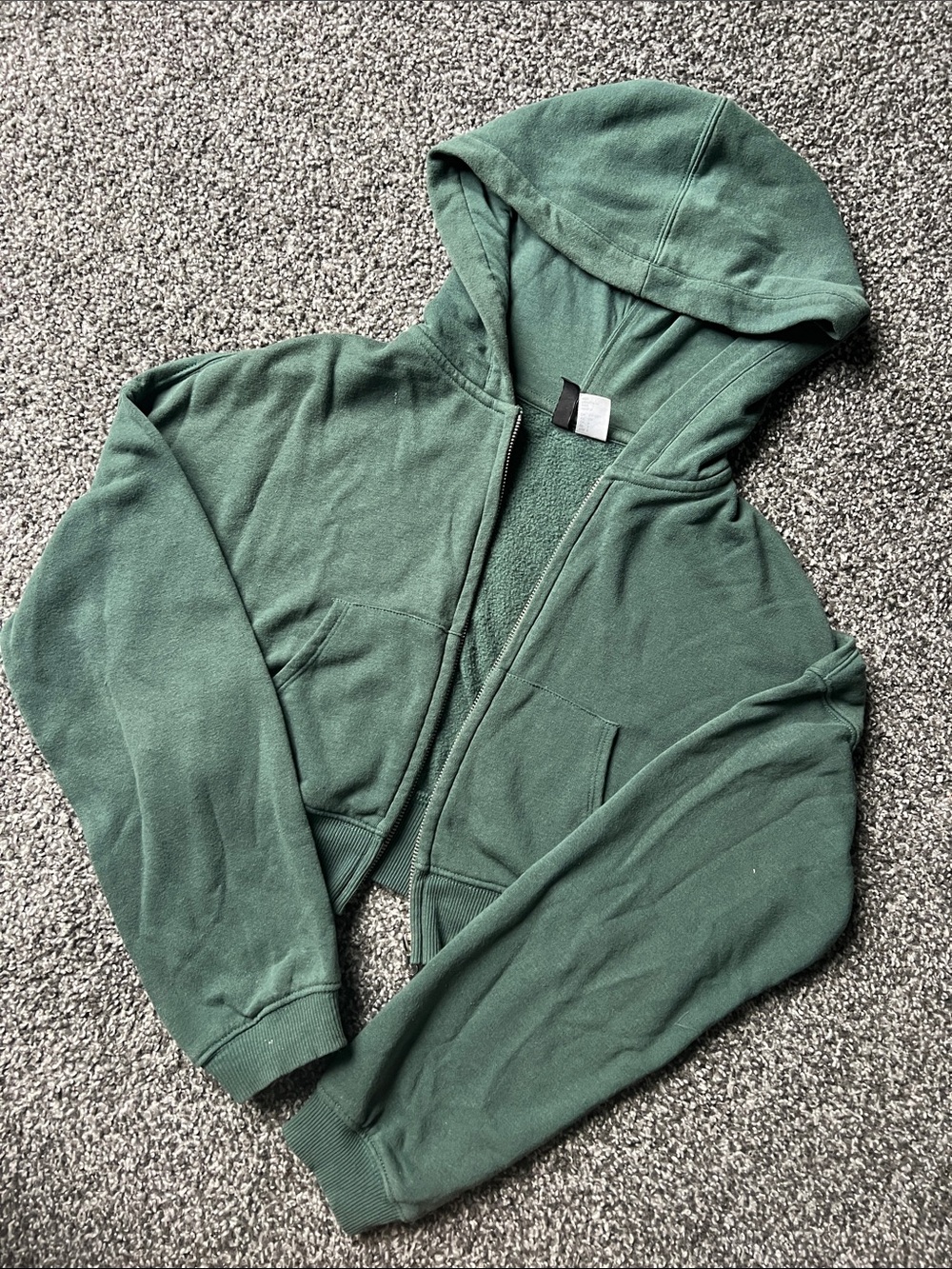 Cropped Forest Green Hooded Jacket